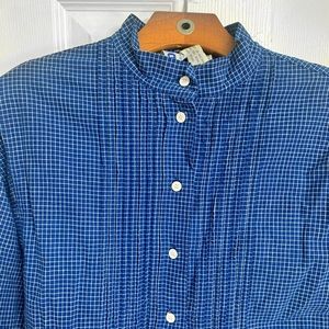 Vintage 60s Marimekko Blue Grid Plaid Dress